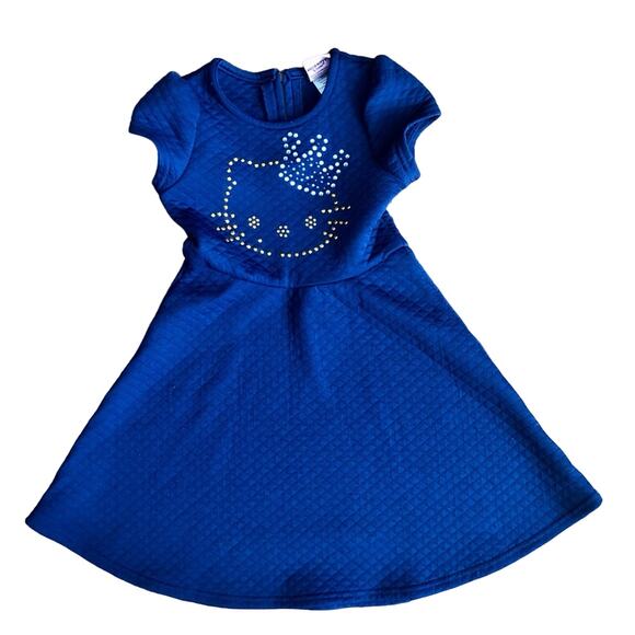 Hello Kitty Other - Sanrio Hello Kitty Authentic A-Line Blue Emblem Rhinestones Dress Girl’s Size 6X